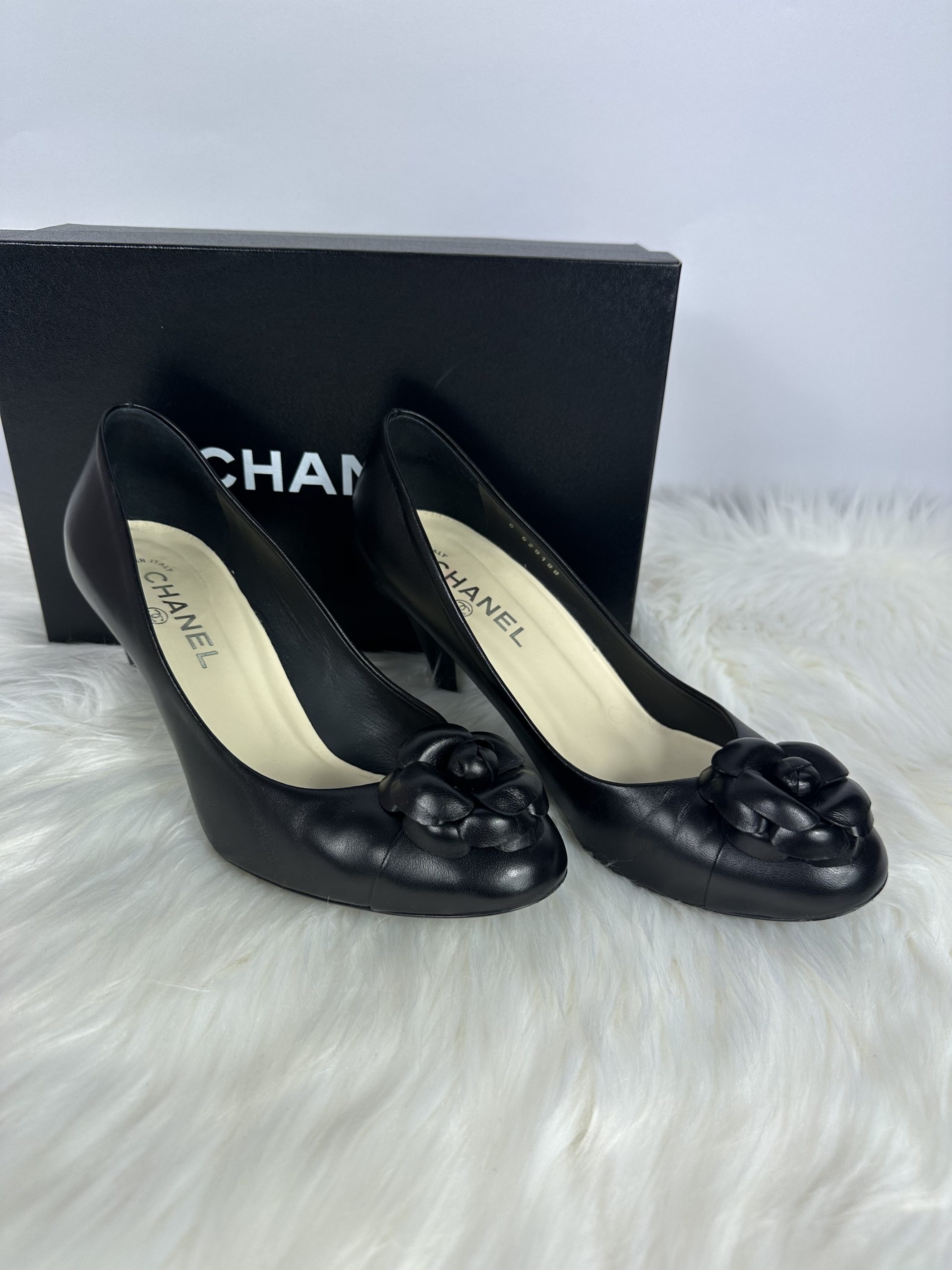 Authentic Chanel Black Solid Satin Shoes on sale at JHROP. Luxury Designer  Consignment Resale @jhrop_official
